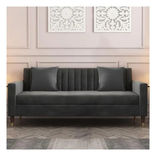 Image of FURNY Gracia 2 Seater Fabric Sofa Set (Grey)