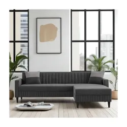 FURNY Gracina Fabric Convertiable Sofa Set 