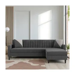 FURNY Gracina Fabric 4 Seater Convertiable L Shape Sofa Set 3Seater