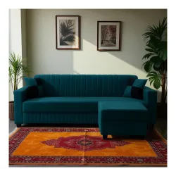 FURNY Grovila Fabric 4 Seater Convertible L Shape Sofa Set