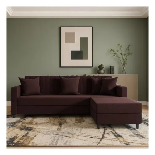 Image of FURNY Koreno 4 Seater L Shape Sofa Set