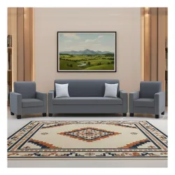 Furny Kyma 5 Seater Fabric 3+1+1 Sofa Set (Dark Grey) | Soft Velvet Fabric | Modern Design | Comfortable Seating | Living Room Furniture