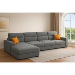 FURNY Magnus 5–6 Seater Fabric Sofa Set
