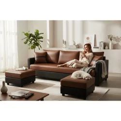 FURNY Premium 3Seater Leatherette Sofa Set