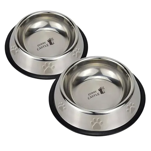 Image of Furry castle 700ml Stainless Steel Dog Bowl (Pack of 2)