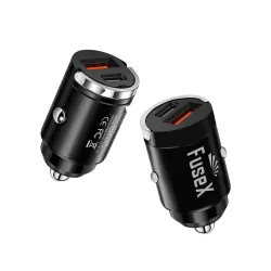 FuseX 30W Fast Car Charger, USB C PD & Dual USB Port Fast Charging Car Adapter, 12V Mobile Charger for Car, Compatible w