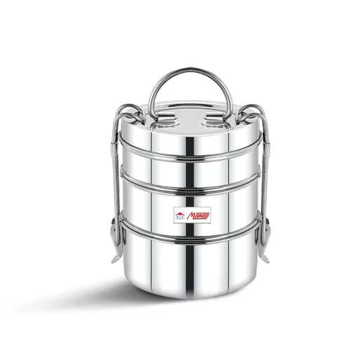 Image of FUTENSILS Manav 3-Tier Stainless Steel Tiffin Box