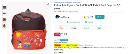 Image of Future Intelligence Books FIBLAZE Kids School Bag for Toddlers