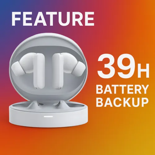 Image of Fuziqra al Buds Pro 2 with ENx Quad Mic, 39Hr Playtime, Noise Cancel & BT 5.3 Bluetooth Gaming Headset (White, True Wire