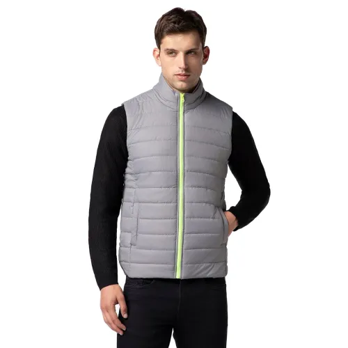 Image of FYLTR Men's Sleeveless Puffer Jacket with Neon Trims - Stand Collar