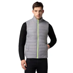 FYLTR Mens Sleeveless Puffer Jacket with Neon Trims - Stand Collar
