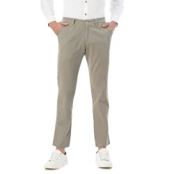 FYLTR Mens Straight Fit Stretch Cotton Khaki Trousers