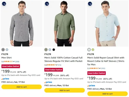 Image of FYLTR Shirts at minimum 84% Discount