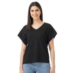 FYLTR Womens 100% Cotton Oversized V-Neck Top