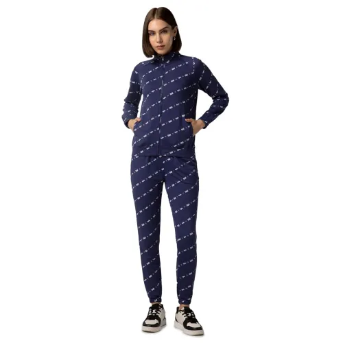 Image of FYLTR Women's Stand Collar Sweatshirt & Jogger Terry Cotton Blend Co-ord Set - Full Zipper | Utility Pockets |Rib Hem & 