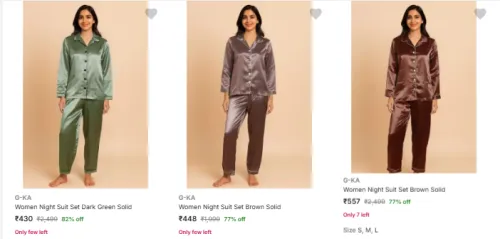 Image of G Ka Women's NightSuits at minimum 69% Discount