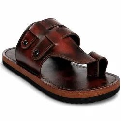 G-NXT Men's Brown Leather Toe Ring Sandals