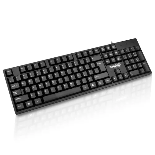 Image of G-103 Wired USB Office Keyboard with 104 Keys, Ergonomic Angled Design, Full-Size Keys for Comfortable Typing, Durable &