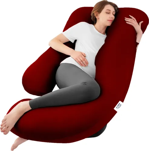 Image of GADDA CO Microfibre Pregnancy Pillow Pack of 1 Solid J Shape Full Body Support Maternity Pillow For Pregnant Women (Maro