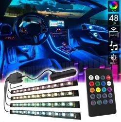 Gadiparts LED Car Atmosphere Lights (48 LEDs, 4 Strips, Multicolor)