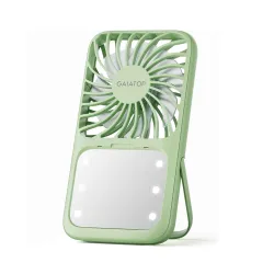 Gaiatop Mini Handheld Fan 2000mAh – 3 Speed, Mirror & Stand (Green)