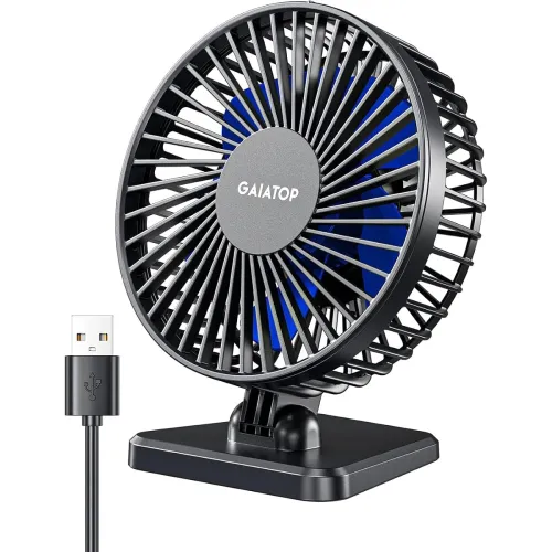 Image of Gaiatop Small Desk Fan, 4.5 Inch Portable 3 Speeds Wind Desktop Table Cooling