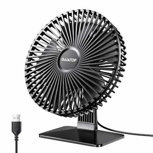 Image of Gaiatop Small Table Fan (6.5inch, Black Leaf)