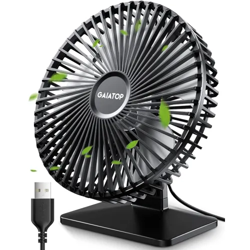 Image of Gaiatop USB Desk Fan, 6.5 Inch Ultra-quiet, 90° Adjustment for Better Cooling, 3 Speeds Portable Mini Powerful Desktop T