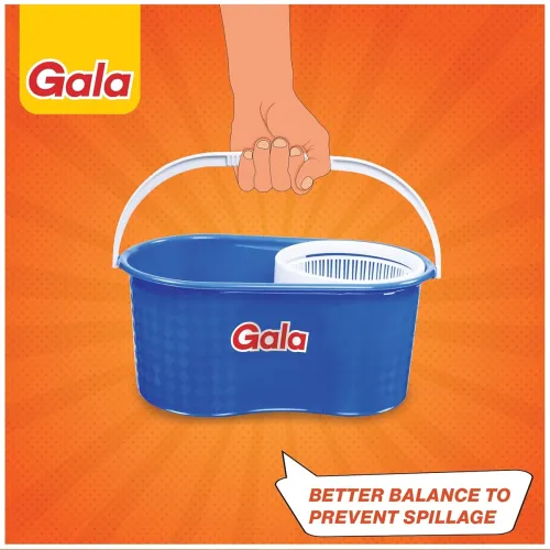 Image of Gala Aqua Spin Mop with 4 Wheels & Big Bucket with 2 Microfiber Refills, Floor Cleaning Mop with Bucket