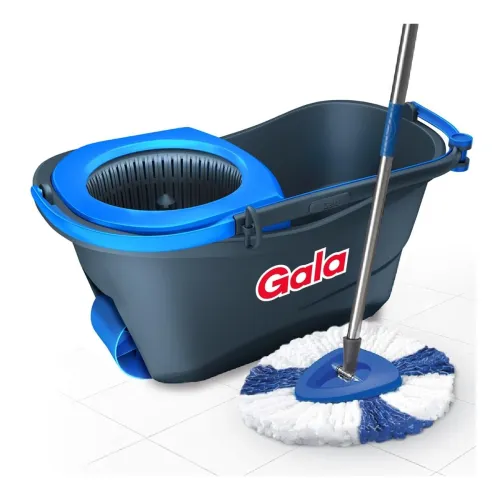 Image of Gala Turbo Spin Mop Removes over 99% bacteria,Triangular head & Easy big wheel with 2 Refills,Floor Cleaning Mop stick w