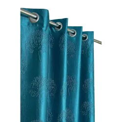 Galaxy Home Decor Embossed Tree Punching Fabric Curtains for Window 6 Feet, Pack of 2, Aqua