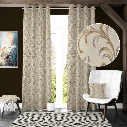 Image of Galaxy Home Decor Premium Room Darkening Leaf Design Jacquard Heavy Fabric