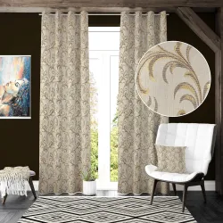 Galaxy Home Decor Premium Room Darkening Leaf Design Jacquard Heavy Fabric Curtains for Door 7 Feet, Pack of 1, Brown