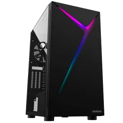 GAMDIAS Argus E4 Mid Tower PC Cabinet with RGB Light Strips at Front and Panoramic Tempered Glass Panel