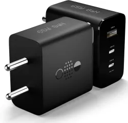 GaN Charger 65 W Power GaN 7 A 3 Port Mobile Charger (Black)