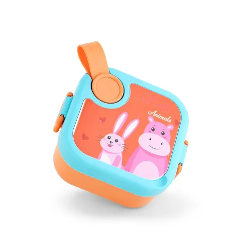 Image of GANESH 550 ml Steel Inner Lunch Box with Spoon (Orange)