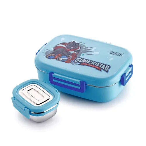 Image of GANESH 750ml Leak-Proof Steel Lunch Box – Blue