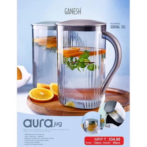 Image of Ganesh Aura Water Jug Plastic 500ml (Transparent)