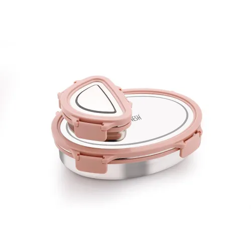 Image of Ganesh Classy Stainless Steel Lunch Box Container with Airtight Lid (800ml + 150ml)