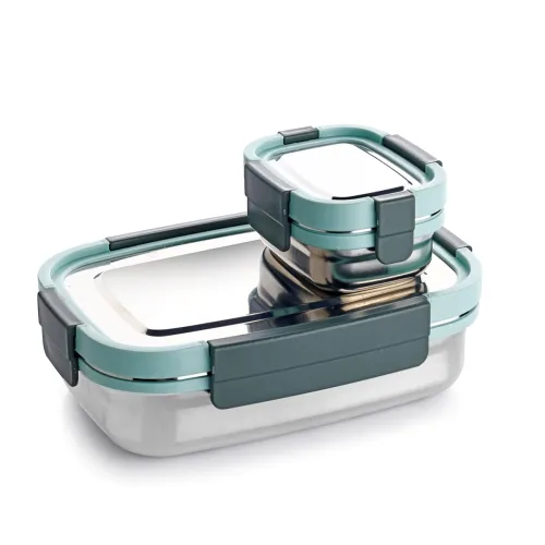 Image of Ganesh Shine Stainless Steel Airtight Leak-Proof Lunch Box for Office, School, Picnic - 750ml -Color May Vary