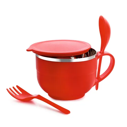 Image of Ganesh Stainless Steel Noodle & Soup Bowl with Spoon 500ml 