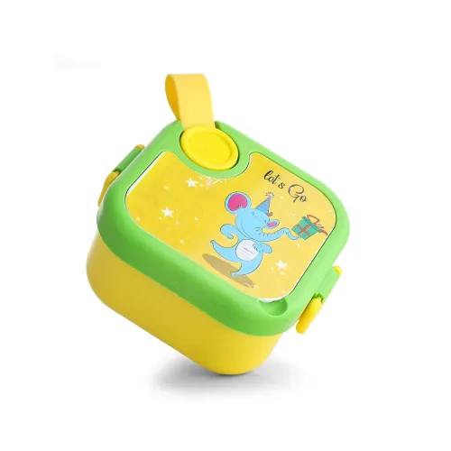 Image of Ganesh Tangy Inner Steel Lunch Box with Multi Sticker for Kids with Spoons Heavy