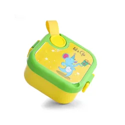 Ganesh Tangy Inner Steel Lunch Box with Multi Sticker for Kids with Spoons Heavy