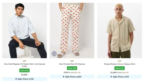 Image of Gap Clothes Minimum 60% Discount + 15% Coupon Discount