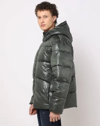 Image of GAP Men Zip-Front Regular Fit Hooded Puffer Jacket