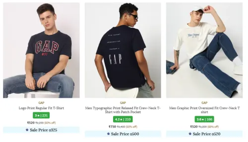 Image of Gap Tshirt Minimum 60% Discount + Sale Price 