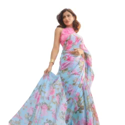 Garden Vareli Floral Print Nara Chiffon Saree