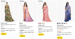 Garden Vareli Womens Saree at minimum 50% Discount