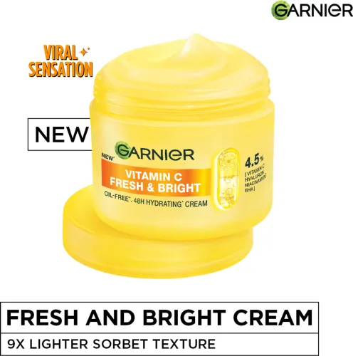 Image of GARNIER Fresh & Bright Vitamin C Sorbet Moisturizer Cream (45 ml)