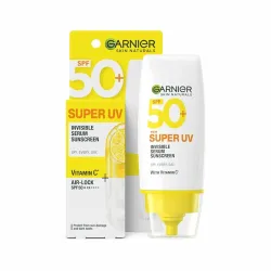 Garnier Super UV Invisible Serum Sunscreen SPF 50 PA++++ UVA/B for Broad Spectrum | Lightweight with Vitamin C | No Whit